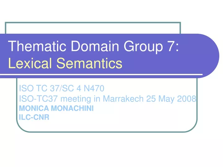 thematic domain group 7 lexical semantics
