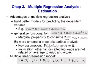 Chap 3.   Multiple Regression Analysis ? Estimation