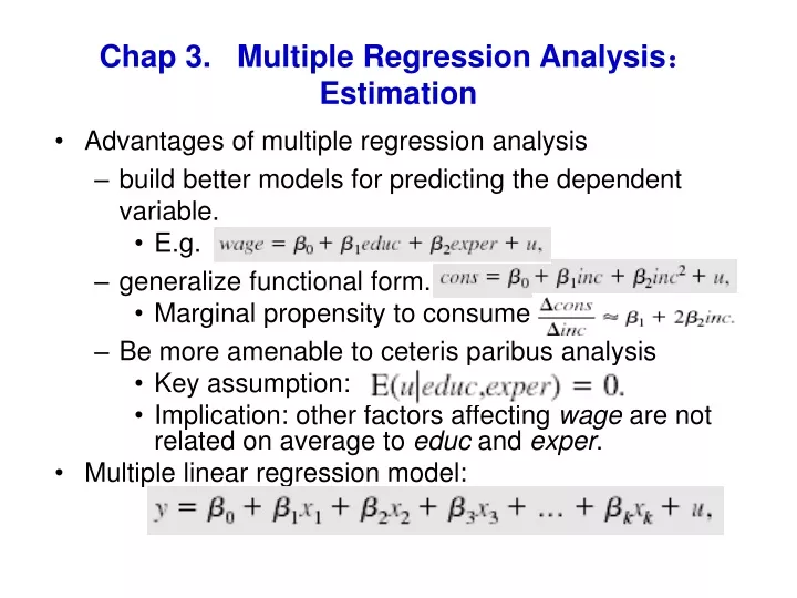 chap 3 multiple regression analysis estimation