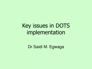 Key issues in DOTS implementation