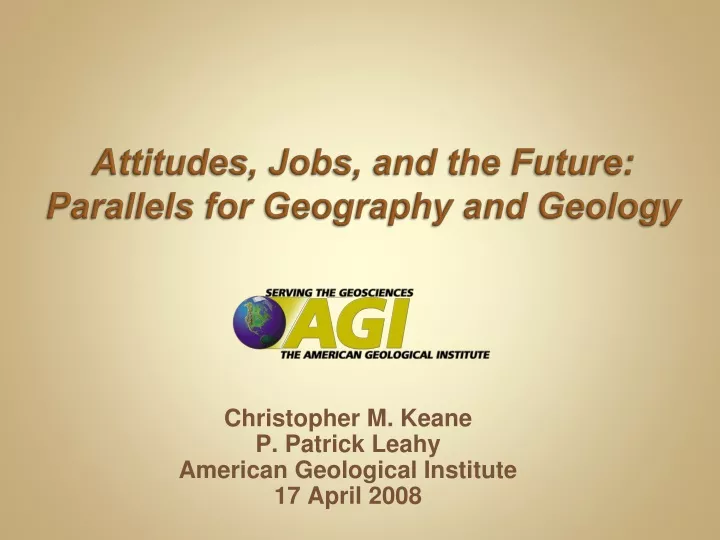 attitudes jobs and the future parallels for geography and geology