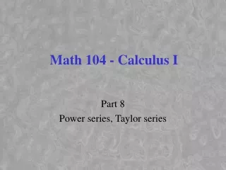 Math 104 - Calculus I