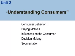 “ Understanding Consumers”