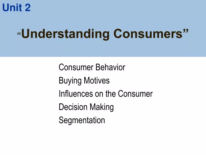understanding consumers