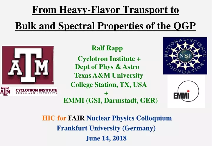 from heavy flavor transport to bulk and spectral properties of the qgp