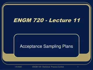 ENGM 720 - Lecture 11