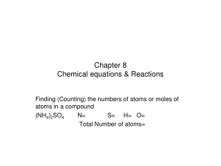 Chapter 8 Chemical equations &amp; Reactions