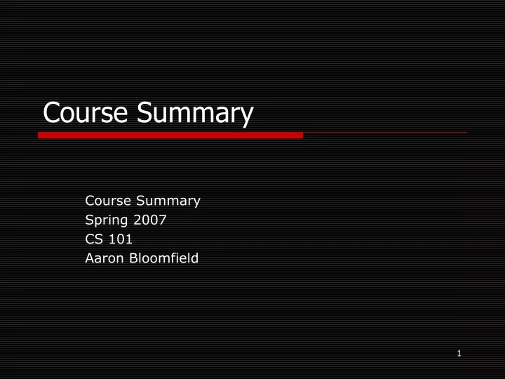 course summary