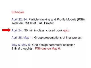 Schedule April 22, 24:  Particle tracking and Profile Models (PS6).