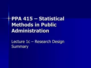 PPA 415 – Statistical Methods in Public Administration