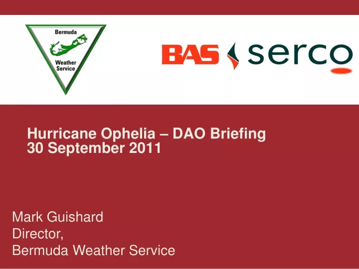 hurricane ophelia dao briefing 30 september 2011