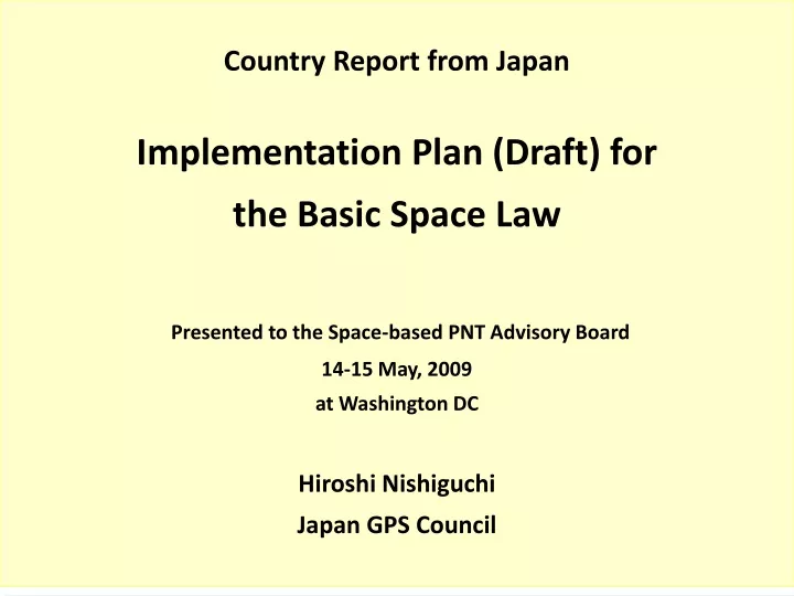 country report from japan implementation plan