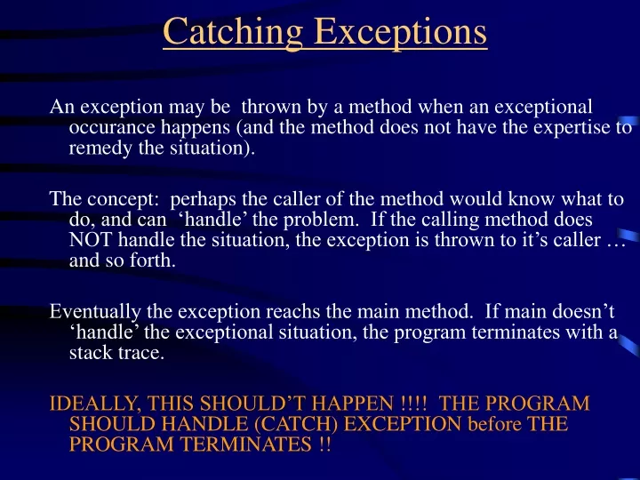 catching exceptions