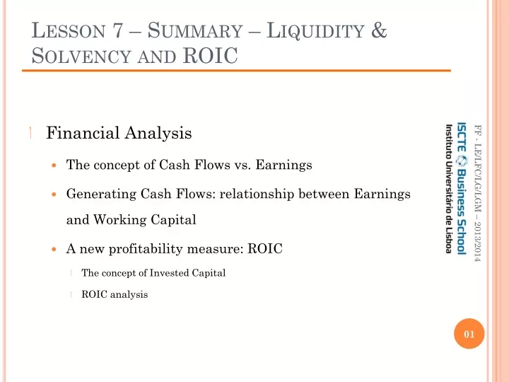 lesson 7 summary liquidity solvency and roic