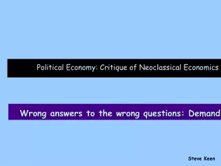 Political Economy: Critique of Neoclassical Economics