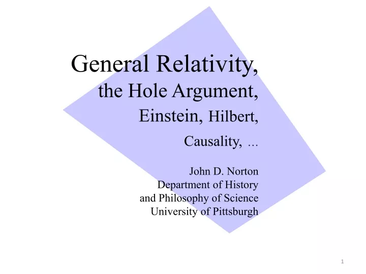 general relativity the hole argument einstein