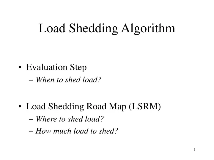 load shedding algorithm