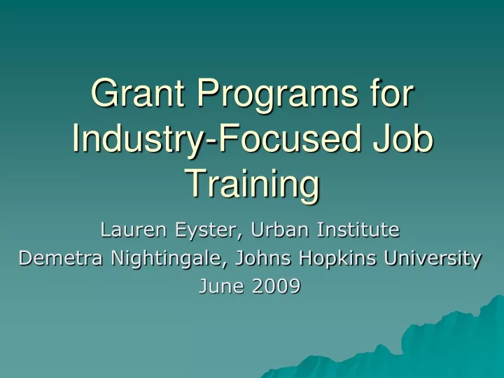 grant programs for industry focused job training
