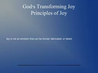 God's Transforming Joy Principles of Joy
