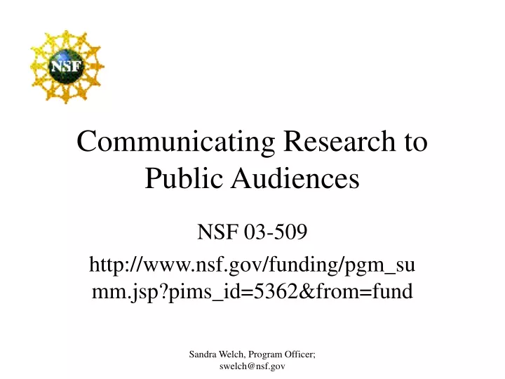 communicating research to public audiences
