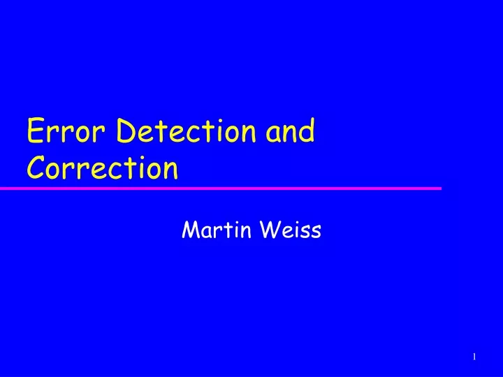 error detection and correction