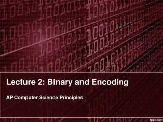 Lecture 2: Binary and Encoding AP Computer Science Principles