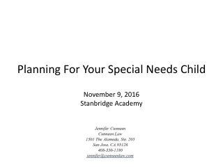 Planning For Your Special Needs Child  November 9, 2016 Stanbridge Academy