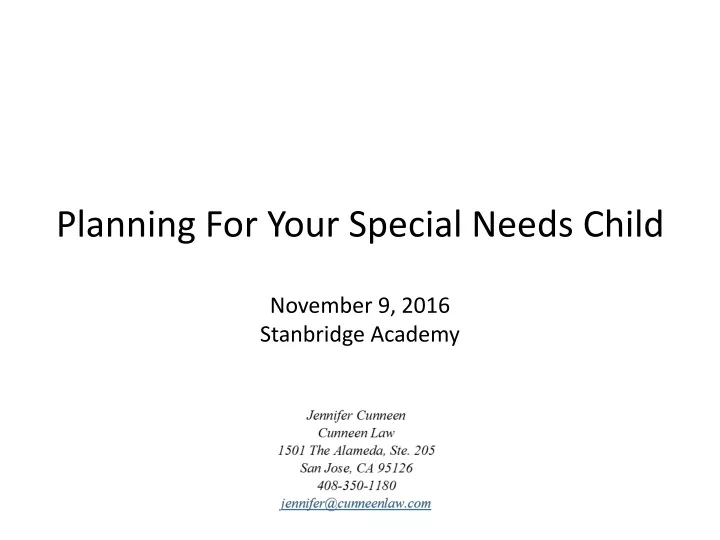planning for your special needs child november
