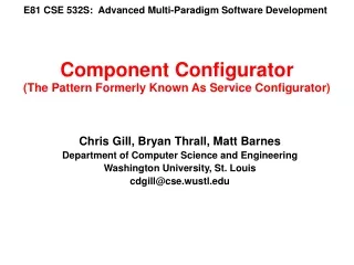 E81 CSE 532S:  Advanced Multi-Paradigm Software Development