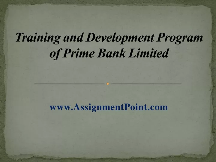 training and development program of prime bank limited