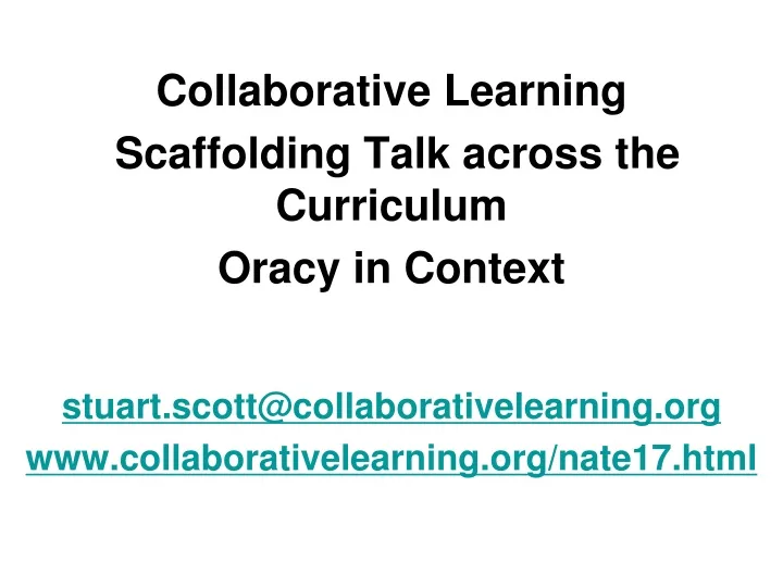 collaborative learning scaffolding talk across