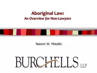 Aboriginal Law: An Overview for Non-Lawyers