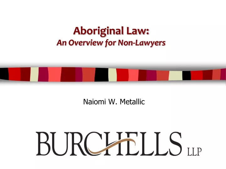 aboriginal law an overview for non lawyers