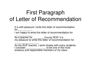 First Paragraph of Letter of Recommendation