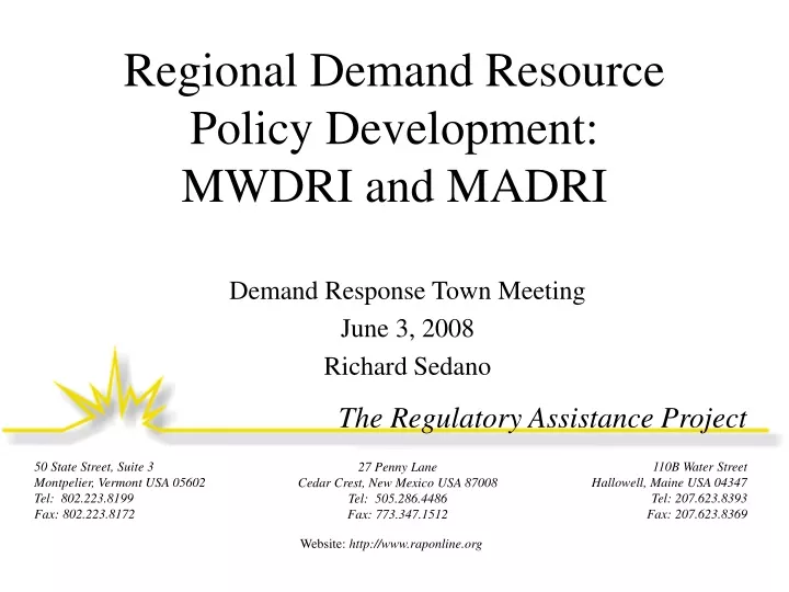 regional demand resource policy development mwdri and madri