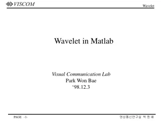 Wavelet in Matlab
