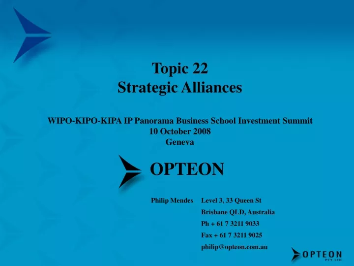 topic 22 strategic alliances wipo kipo kipa