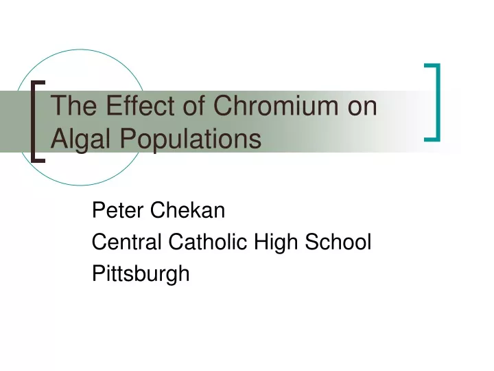 the effect of chromium on algal populations