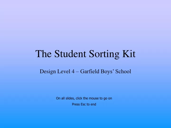 the student sorting kit