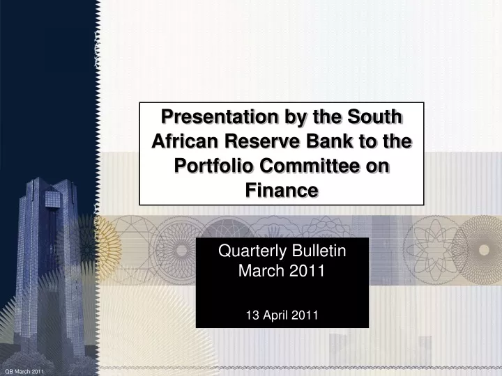 presentation by the south african reserve bank to the portfolio committee on finance