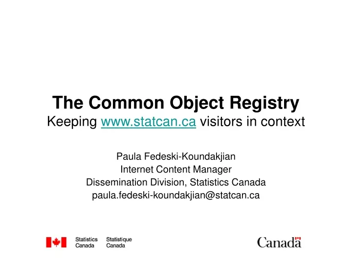 the common object registry keeping www statcan ca visitors in context