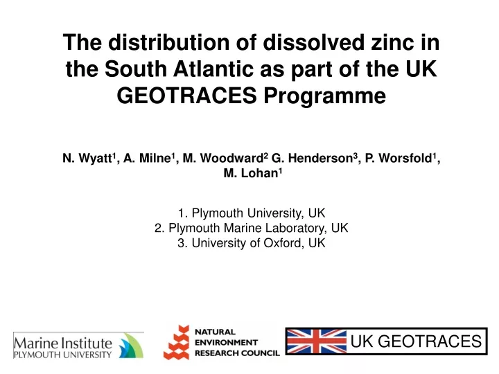 the distribution of dissolved zinc in the south
