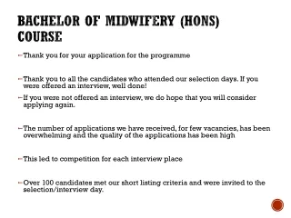 Bachelor of Midwifery (Hons) course