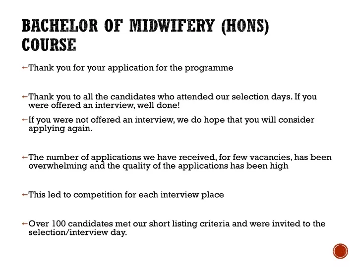 bachelor of midwifery hons course
