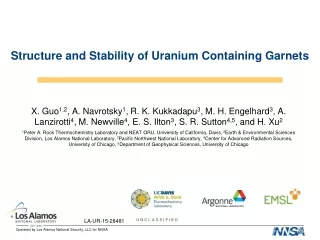 Structure and Stability of Uranium Containing Garnets