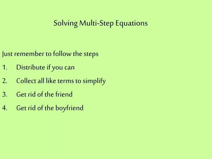 solving multi step equations