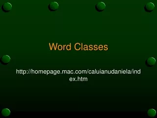 Word Classes