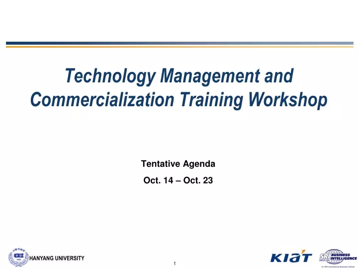 technology management and commercialization training workshop