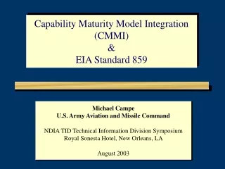 Capability Maturity Model Integration (CMMI) &amp; EIA Standard 859