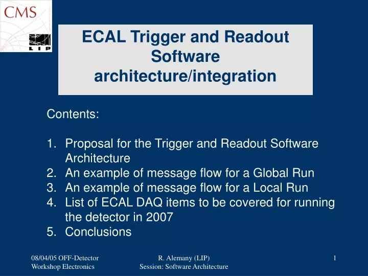 ecal trigger and readout software architecture